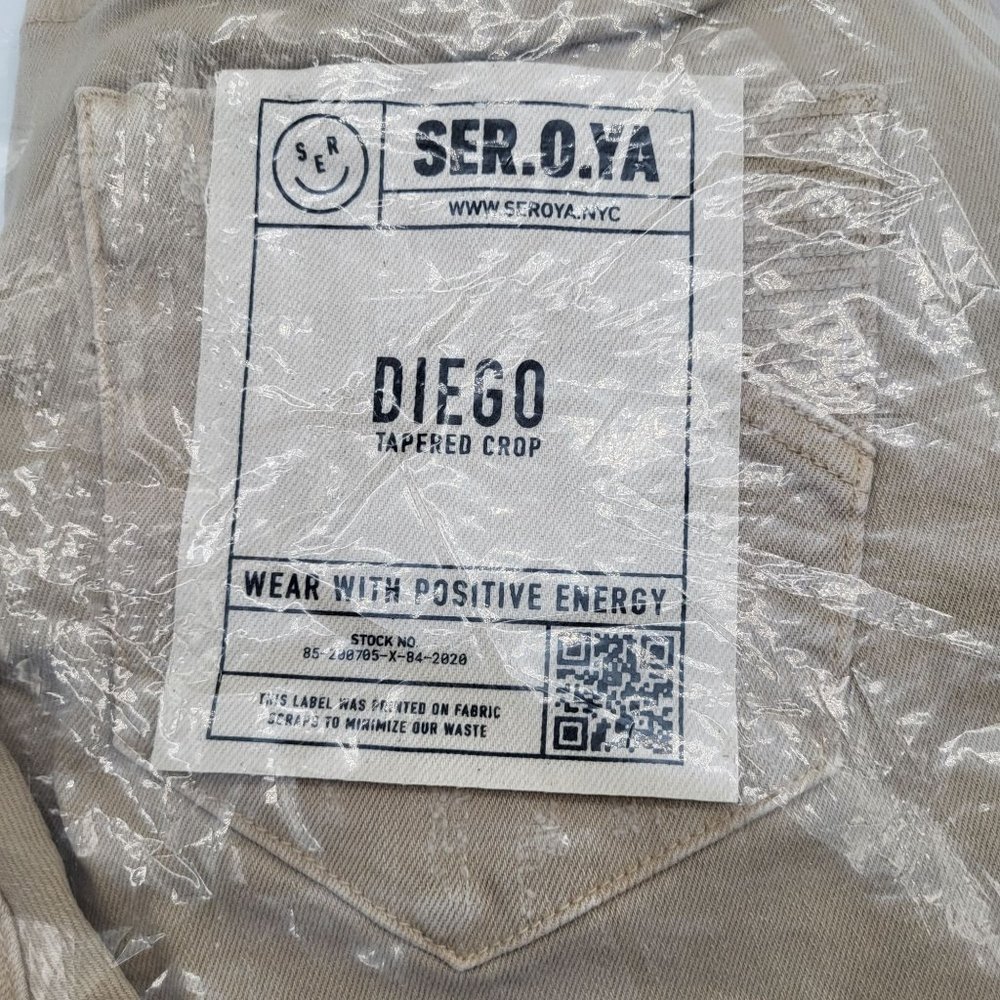 SER.O.YA Diego Cropped Tapered Jeans Mens SZ 31 Sand Dune NWT - Picture 3 of 5
